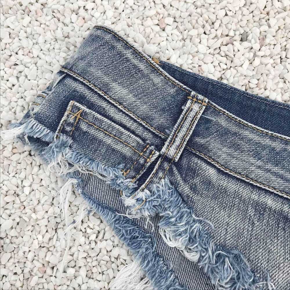 Summer Women's Low Waist Hole Mini Denim Jeans Shorts Sexy Dj Dance Clubwear Blue 210625