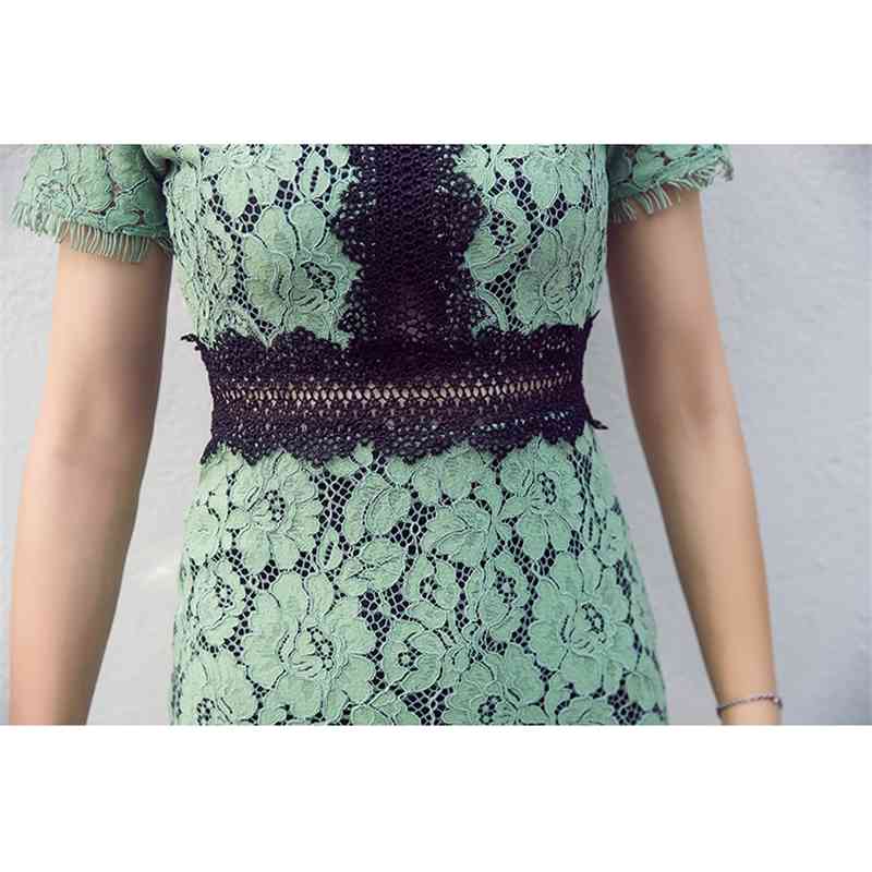 White Patchwork Lace Dress Women Party es female vestidos Elegant Ladies Bodycon short Sleeve Mini 210519