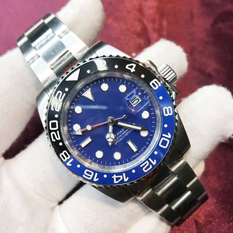 Men Watches 2813 black and blue Ceramic bezel sapphire glass blue dial 904L stainless steel Luminous Automatic Mechanical waterproof wristwatches AAA+, Box
Men Watches 2813 black and blue Ceramic bezel sapphire glass blue dial 904L stainless steel Luminous Automatic Mechanical waterproof wristwatches AAA+, Box