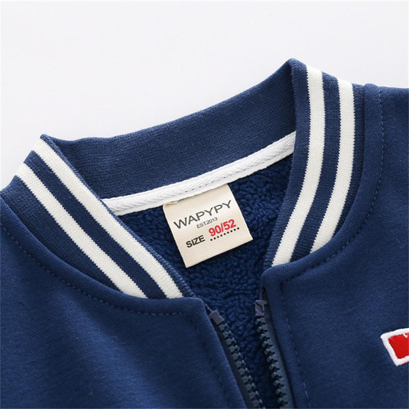 Jackets Cotton Blend Active Boys Baseball Jacket Fashion Kids Outwear Fall Winter Plus Velet Boy Coat Children's Clothing 2-8Years
