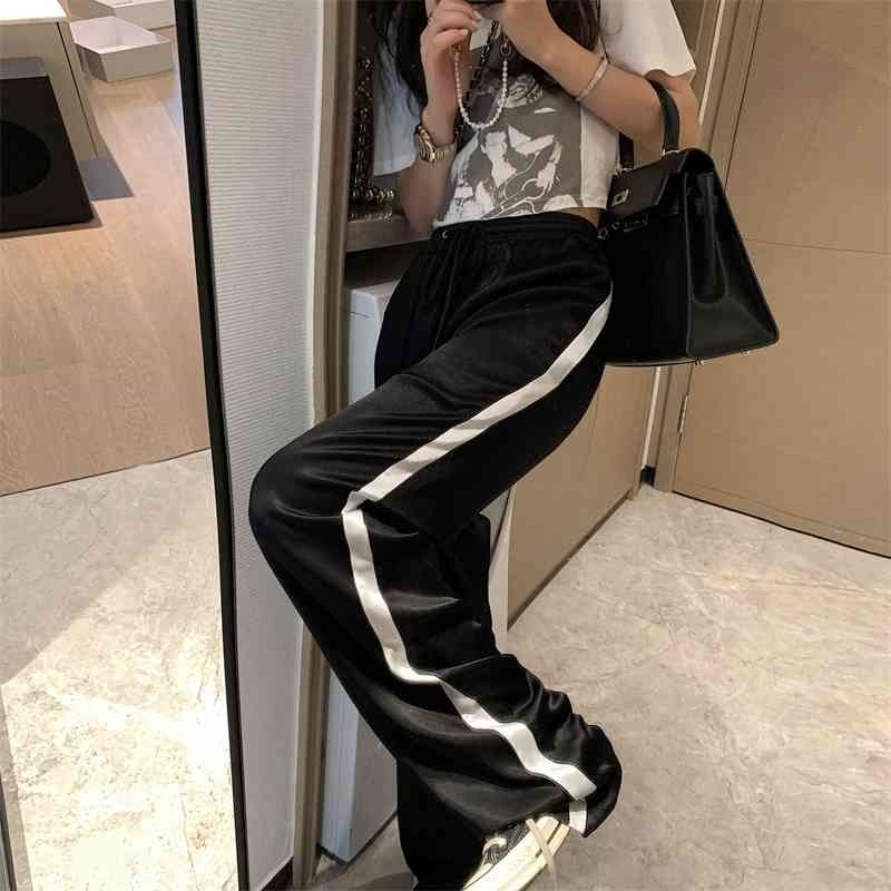 2021 new style leisure sports silk slide drop wide leg floor women's pants, Black
2021 new style leisure sports silk slide drop wide leg floor women's pants, Black
