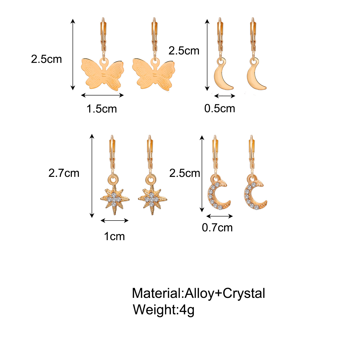 Fashion Fruit Insect Earrings Simple Multi-element Snake Pop Eye Lightning Earring Set Jewelry for Women