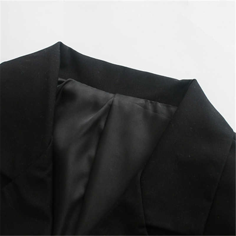 Short blazer women korean long sleeve vintage tops s buttons notched neck crop top casual streetwear 210930