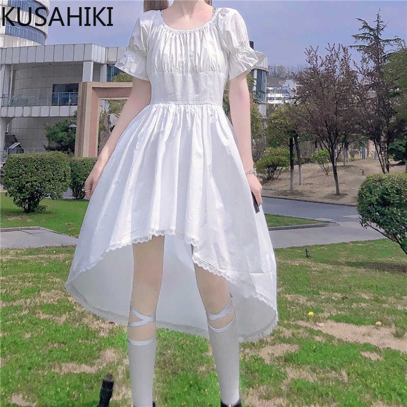 Lace Patchwork Irregular Dresses Women High Waist A-line Sweet Vestidos Causal Puff Sleeve O-neck Dress 6G783 210603, White
Lace Patchwork Irregular Dresses Women High Waist A-line Sweet Vestidos Causal Puff Sleeve O-neck Dress 6G783 210603, White