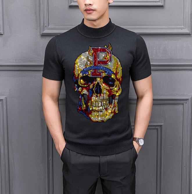 Flower and skull cool Short Sleeve Rhinestones Male Sweater Boy slim Pullover MenThin Casual Oversized, Lavender
Flower and skull cool Short Sleeve Rhinestones Male Sweater Boy slim Pullover MenThin Casual Oversized, Lavender
