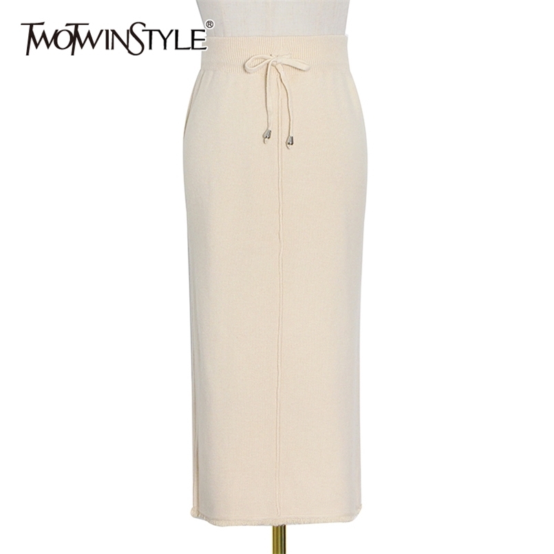 Lace Up Solid Skirt For Women High Waist Minimalist Slim Knitted Midi Skirts Female Fashion Clothing 210521, Apricot
Lace Up Solid Skirt For Women High Waist Minimalist Slim Knitted Midi Skirts Female Fashion Clothing 210521, Apricot