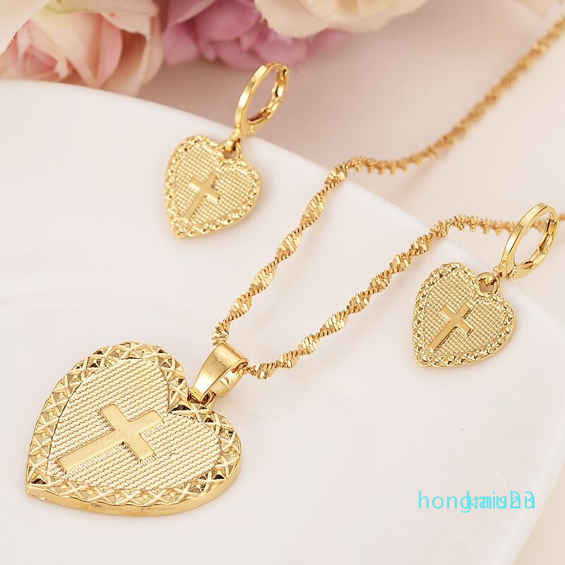 Heart cross Jewelry sets Classical Necklaces Earrings Set 14 K Yellow Solid Gold FINISH Arab/Africa Wedding Bride's Dowry, As described
Heart cross Jewelry sets Classical Necklaces Earrings Set 14 K Yellow Solid Gold FINISH Arab/Africa Wedding Bride's Dowry, As described