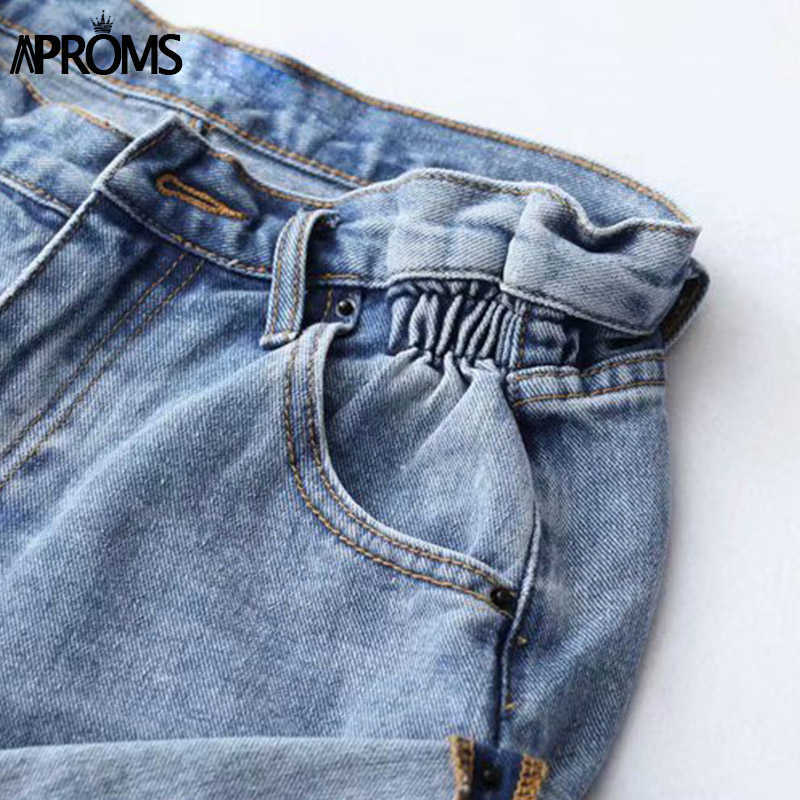 Aproms Casual Blue Denim Shorts Women Sexy High Waist Buttons Pockets Slim Fit Summer Beach Streetwear Jeans 210714