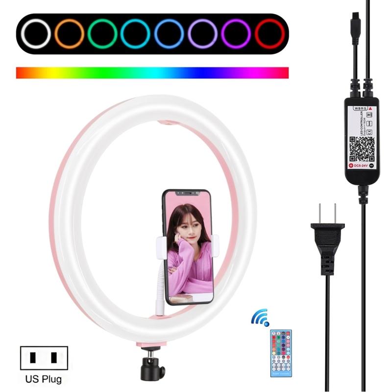 12 Inches 6500k RGBW Color Dimmable LED Ring Vlogging Selfie Video Fill Light With Tripod Ball Head And Phone Clamp Flashes
12 Inches 6500k RGBW Color Dimmable LED Ring Vlogging Selfie Video Fill Light With Tripod Ball Head And Phone Clamp Flashes