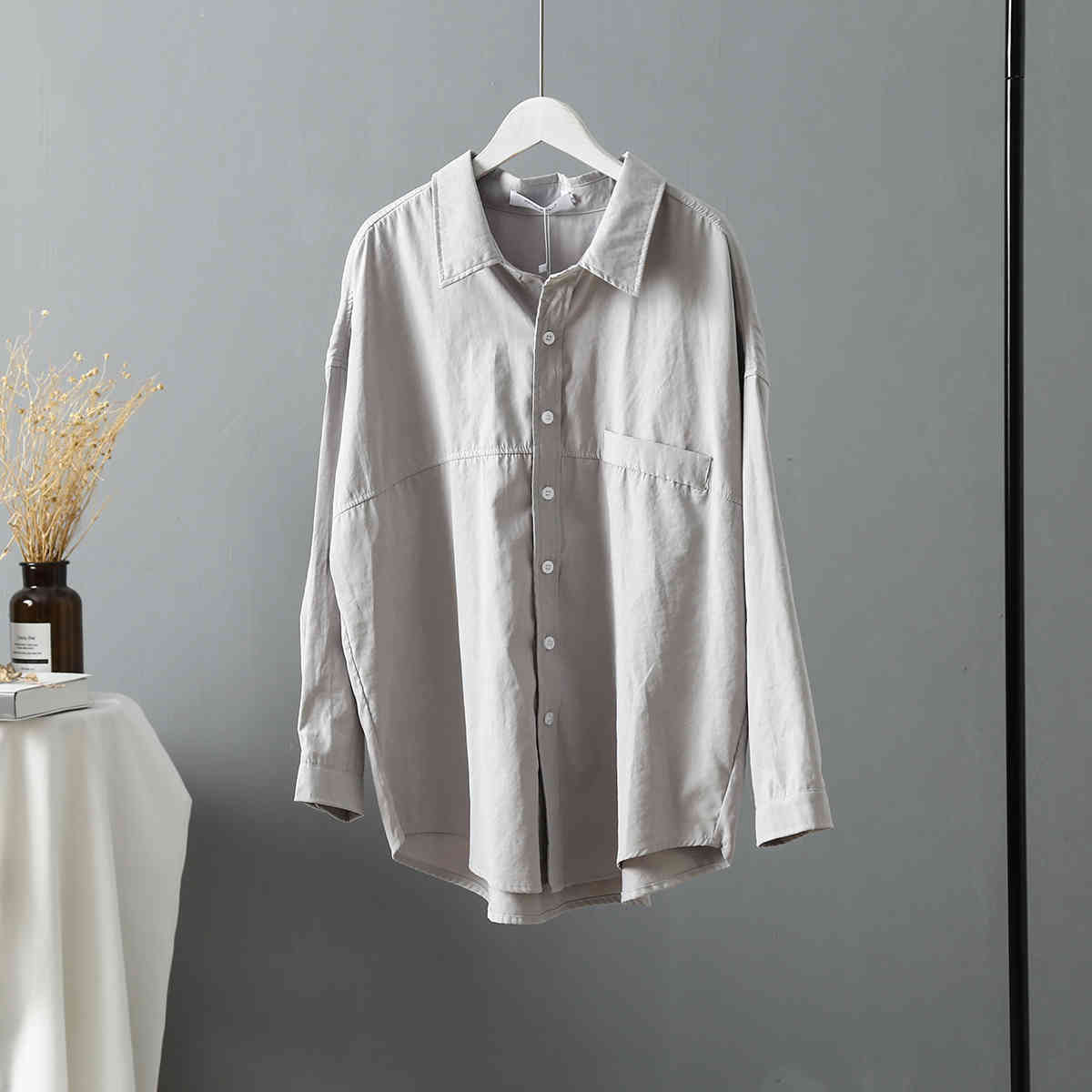 Fashion Blusas Mujer De Moda Loose Solid Women Shirts Spring Autumn Dark Green Long Sleeve Blouses tops 6720 50 210427
