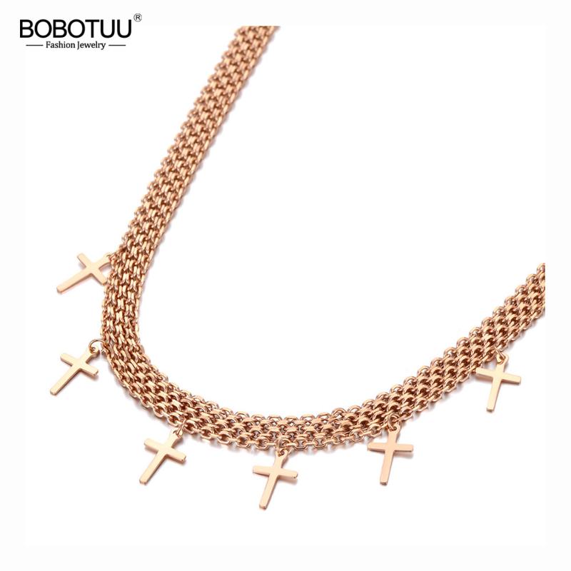 Chokers BOBOTUU Titanium Stainless Steel 6Pcs Cross Charm Pendant Necklaces Trendy Chain Choker Necklace For Women Collier BN20123
Chokers BOBOTUU Titanium Stainless Steel 6Pcs Cross Charm Pendant Necklaces Trendy Chain Choker Necklace For Women Collier BN20123