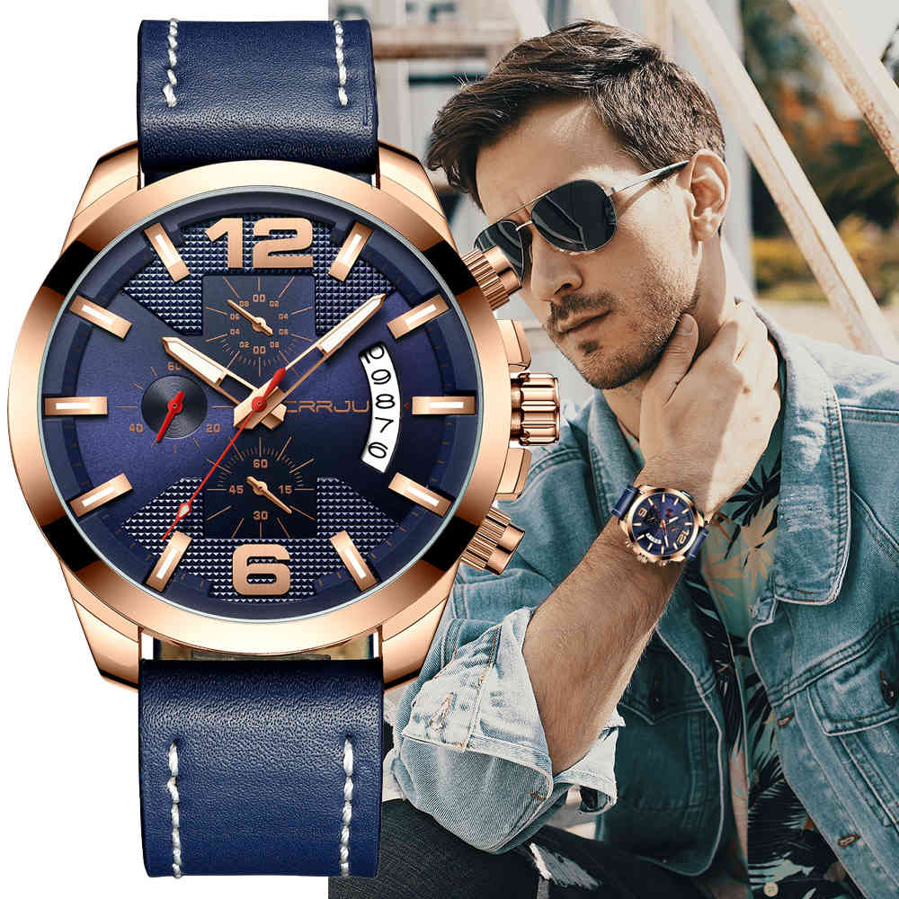 CRRJU Luxury Multi-function Chronograph Men Wristwatch Fashion Military Sport Waterproof Leather Male Watch Relogio Masculino 210517, Brown rose white
CRRJU Luxury Multi-function Chronograph Men Wristwatch Fashion Military Sport Waterproof Leather Male Watch Relogio Masculino 210517, Brown rose white