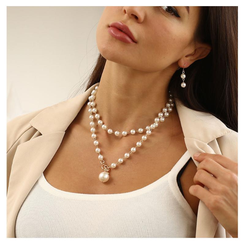 Earrings & Necklace Artificial Pearl Long For Women Korean Fashion Adjustable Multi-color Sweater Chain On The Neck Pendant Jewelry, Silver
Earrings & Necklace Artificial Pearl Long For Women Korean Fashion Adjustable Multi-color Sweater Chain On The Neck Pendant Jewelry, Silver