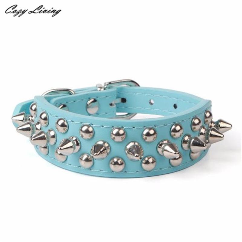 Dog Collars & Leashes Pet Pu Leather XXS-L Adjustable Rivet Spiked Studded Puppy Collar Neck Strap Cool 30D16