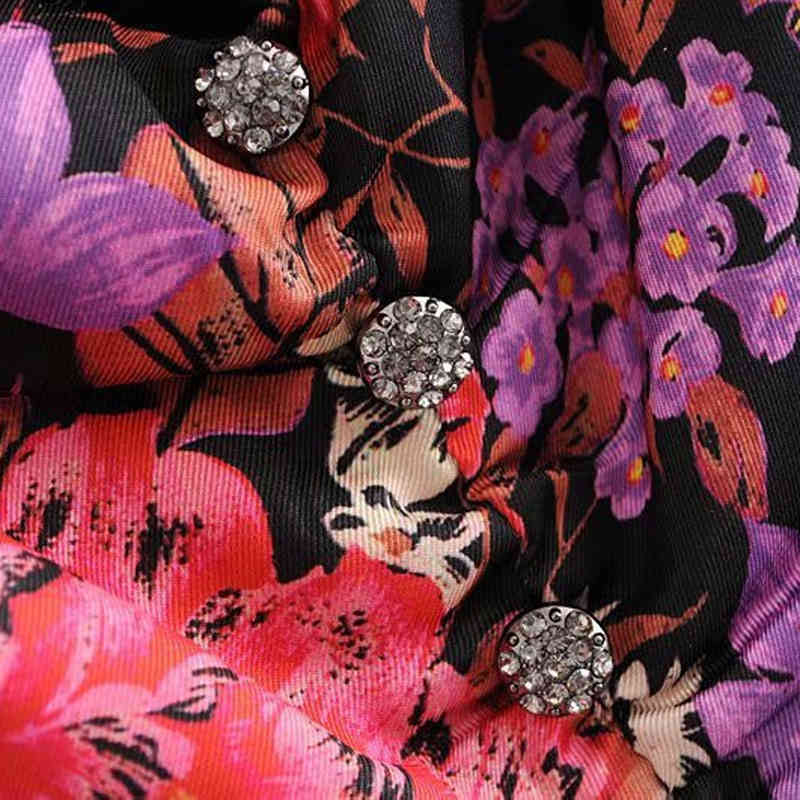 Lady Floral Print Sexy Bodycon Mini Dress Deep V Neck Puff Sleeve Chic Dresses Pleated Button Streetwear Sundresses Ropa Mujer 210515