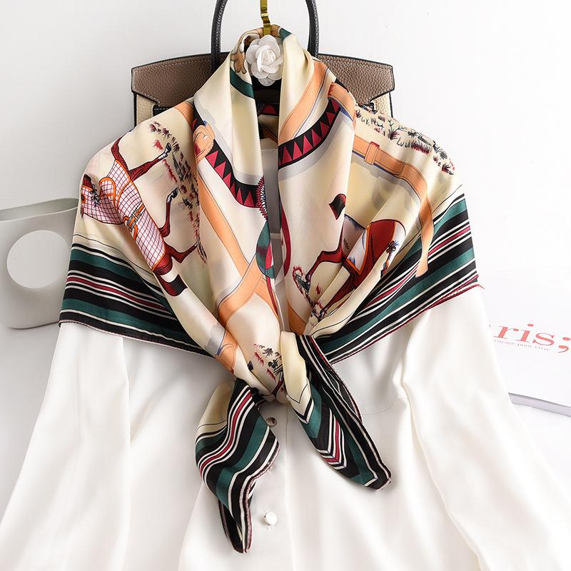 Scarves Spring Autumn Women Fashion Printing Large Square Scarf Lady Seaside Beach Silk Style Headscarf Travel Shawl
Scarves Spring Autumn Women Fashion Printing Large Square Scarf Lady Seaside Beach Silk Style Headscarf Travel Shawl