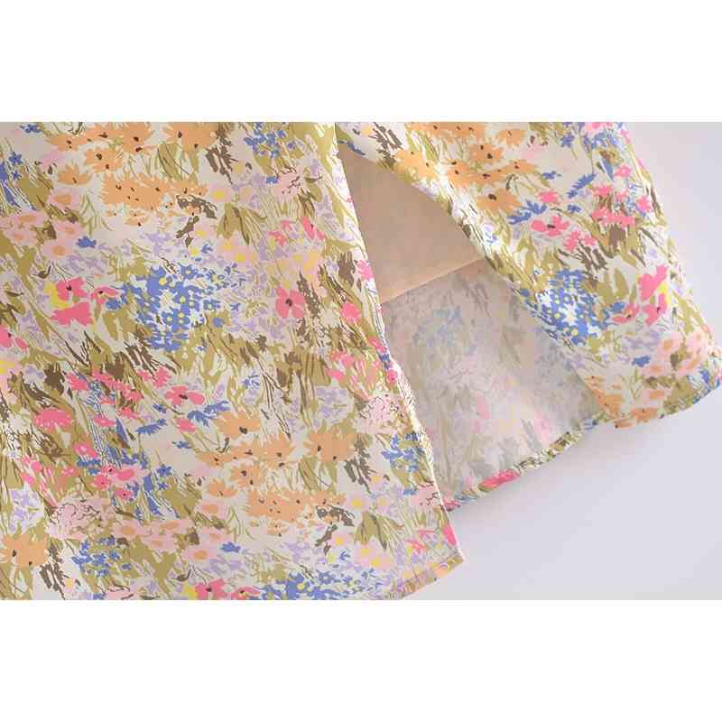 Holiday Summer Colored Floral Print Sling Dress Sexy Hem Slit A-line Adjust Spaghetti Strap Chiffon Long 210429