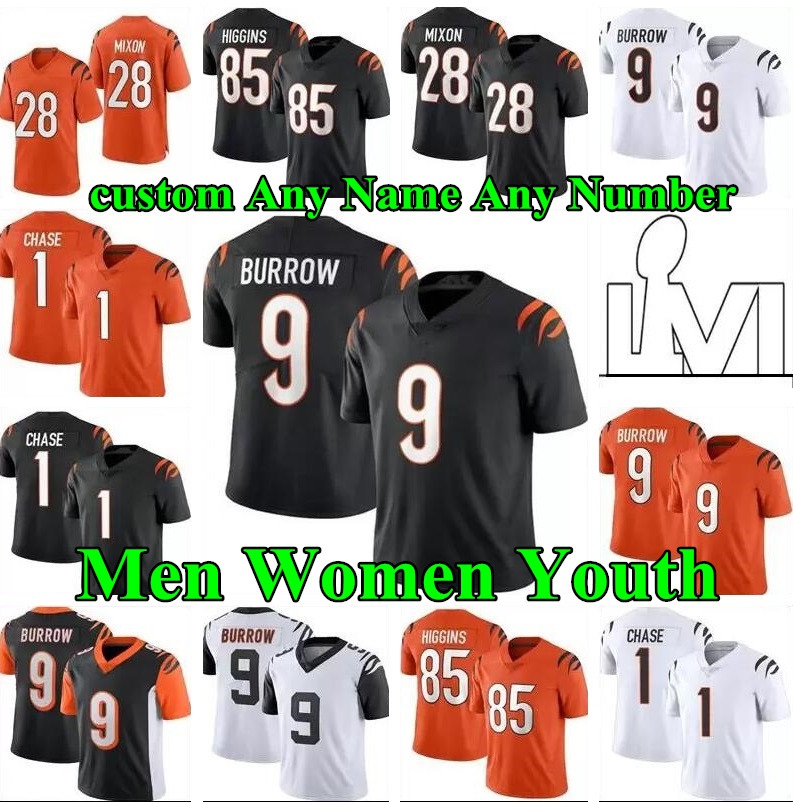 New 9 Joe Burrow 1 Ja'Marr Chase Football Jersey Tee Higgins Sam Hubbard Jessie Bates III Mixon Evan McPherson Uzomah Logan Wilson Chidobe Awuzie Vonn Bell Tyler Hill, As shown in illustration
New 9 Joe Burrow 1 Ja'Marr Chase Football Jersey Tee Higgins Sam Hubbard Jessie Bates III Mixon Evan McPherson Uzomah Logan Wilson Chidobe Awuzie Vonn Bell Tyler Hill, As shown in illustration