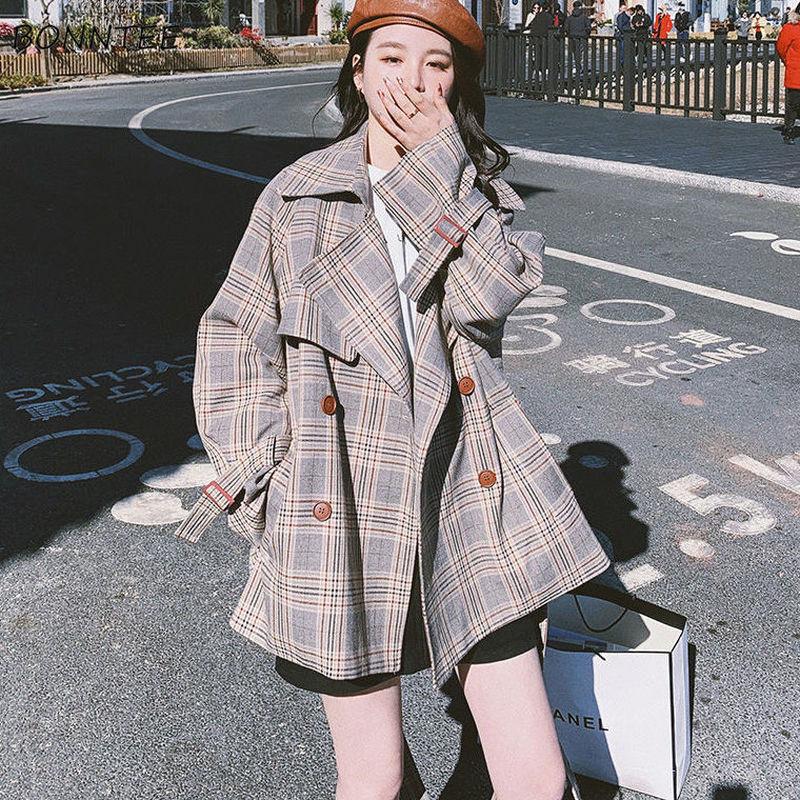 Women's Trench Coats Women Fashion Ulzzang Long Sleeve Sweet Plaid A-line Double Breasted Outerwear Casual Daily Arrival Classic Femme Ins, Tan;black
Women's Trench Coats Women Fashion Ulzzang Long Sleeve Sweet Plaid A-line Double Breasted Outerwear Casual Daily Arrival Classic Femme Ins, Tan;black