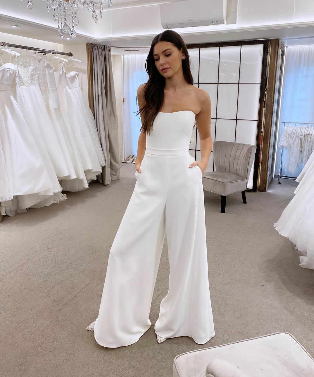 2022 Long Jumpsuit Wedding Dresses with Pockets Bridal Gowns Strapless Backless Robe De Soiree Pant Suits Women Party Wear, Blue
2022 Long Jumpsuit Wedding Dresses with Pockets Bridal Gowns Strapless Backless Robe De Soiree Pant Suits Women Party Wear, Blue