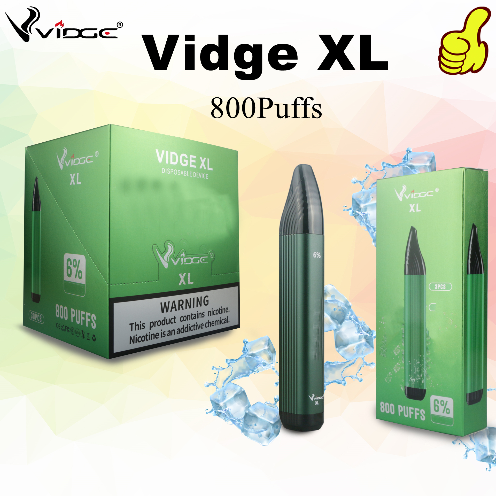 100% Authentic Electronic Cigarette Vidge XL Disposable Vape Pen With 800puffs and 550mAh Lithium Battery Prefilled 3.0ml Oil Transport By UPS
100% Authentic Electronic Cigarette Vidge XL Disposable Vape Pen With 800puffs and 550mAh Lithium Battery Prefilled 3.0ml Oil Transport By UPS