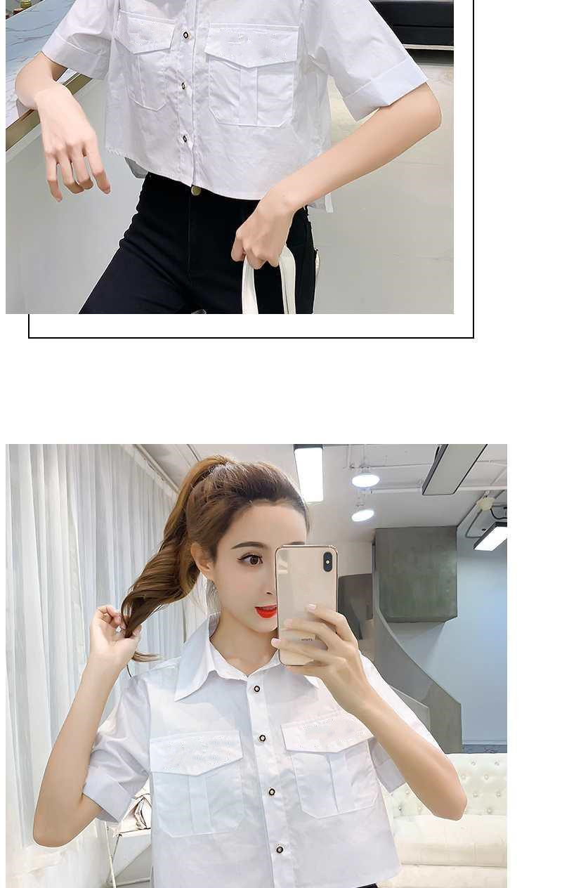 Women's T-Shirt White With Black Letter Embroidery Short Sleeve Loose Top Blouse Female