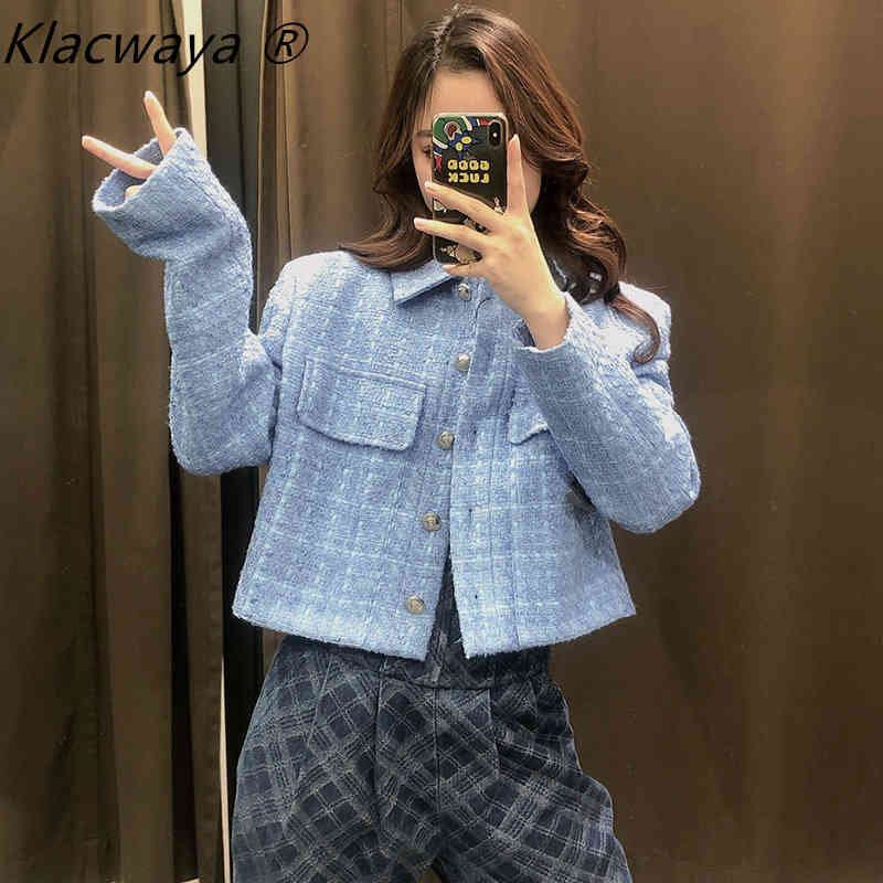 Woman Tweed Jacket Chaqueta Cuadros Veste Courte Femme Elegant In Spring Autumn Pocket Single Breasted Decorative Lapel Short 210521, Blue
Woman Tweed Jacket Chaqueta Cuadros Veste Courte Femme Elegant In Spring Autumn Pocket Single Breasted Decorative Lapel Short 210521, Blue