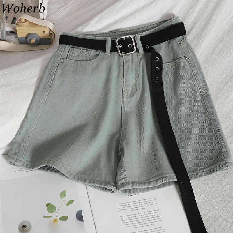 Summer High Waist Denim Shorts Women Casual Loose Ladies Fashion All Match Wide Leg Short Jeans Female 210519