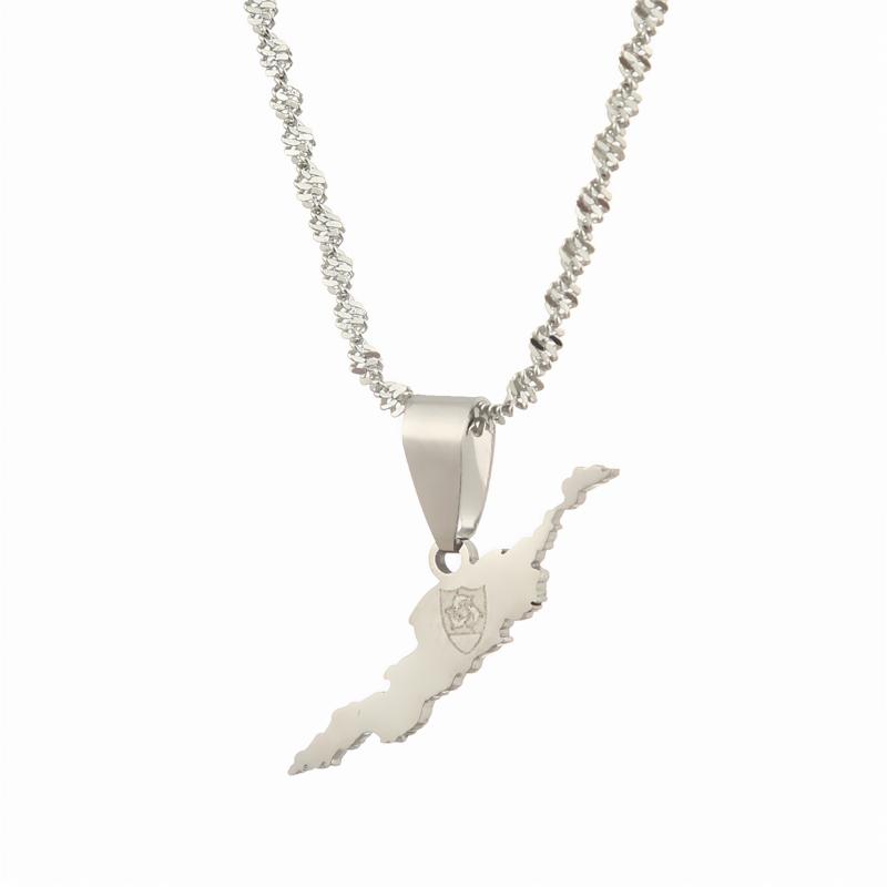 Chains Anguilla Island Map Caribbean Sea Pendants Necklace Gold Color Unisex Jewelry Gifts