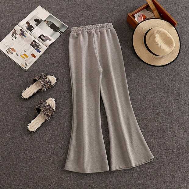 DEAT Women White Round Neck Puff Sleeve Top Split Long Pants Two Piece Set Fashion Temperament Spring Summer 11D778 210709