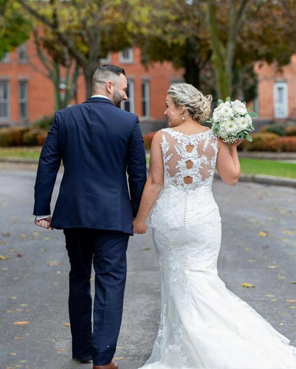 Vintage Lace Appliques Wedding Dresses 2021 vestido de noiva Sleeveless Sweep Train Mermaid Plus Size Bridal Gowns robe de mariee