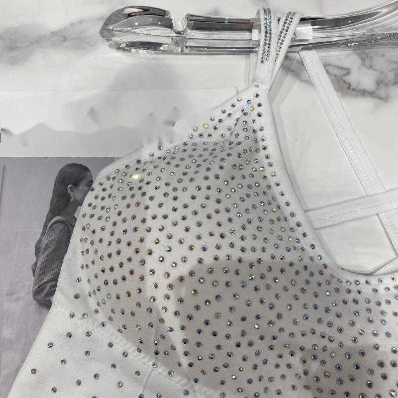 DEAT Spring Summer Arrivals Solid Color Backless Sling Bra Fashion Temperament Sexy Women Paste Drill Vest MZ826 210709