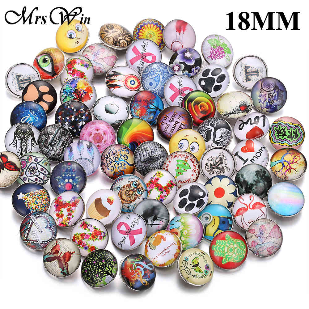 100pcs/lot Wholesale 12mm 18mm Snap Button Jewelry for Snap Bracelet Mixed Rhinestone Metal Charms DIY Buttons Snap Jewelry 210323
