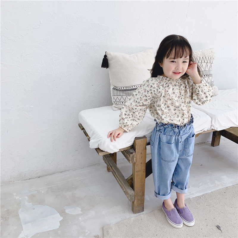 Children's Spring Girl's Long Sleeve Shirt With Floral Ear Baby girl Clothes Girl cotton Blouse 210702