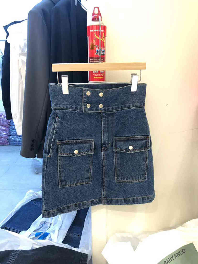 Nomikuma Korean Double Breatsed High Waist Jeans Skirt Autumn New Women Demin Skirts Sexy Elegant Jean Faldas Mujer 6C545 210427