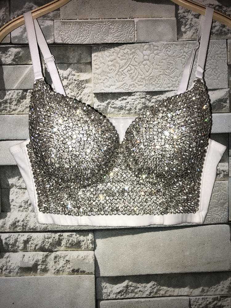 Gaga Bustier Pearls Push Up Night Club Bralette Womens Bra Cropped Top Corset Tube Crop Tops Brasier Sin Tirantes C662 210527