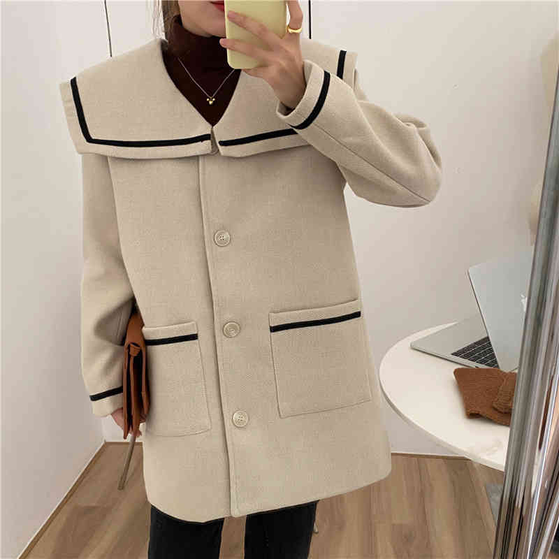 Comelsexy Lambswool Big Collar Sweet Warm Outerwear Women Casual Office Lady Street Loose Coat Plush Jackets Tops 210515