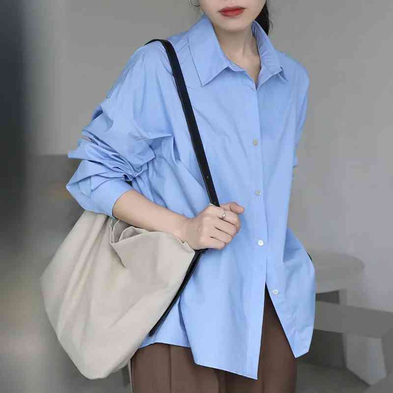 Spring Office Lady Solid Color Women Blouse Tunic Shirt Long Sleeve Button Cotton Ladies Turn-Down Collar Female Tops 210521, Random color
Spring Office Lady Solid Color Women Blouse Tunic Shirt Long Sleeve Button Cotton Ladies Turn-Down Collar Female Tops 210521, Random color