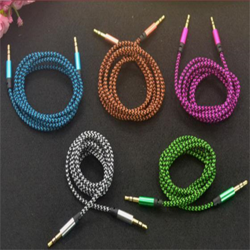Car Audio AUX Extention Cable Nylon Braided 3ft 1M wired Auxiliary Stereo Jack 3.5mm Male Lead for Andrio Mobile Phone Speaker