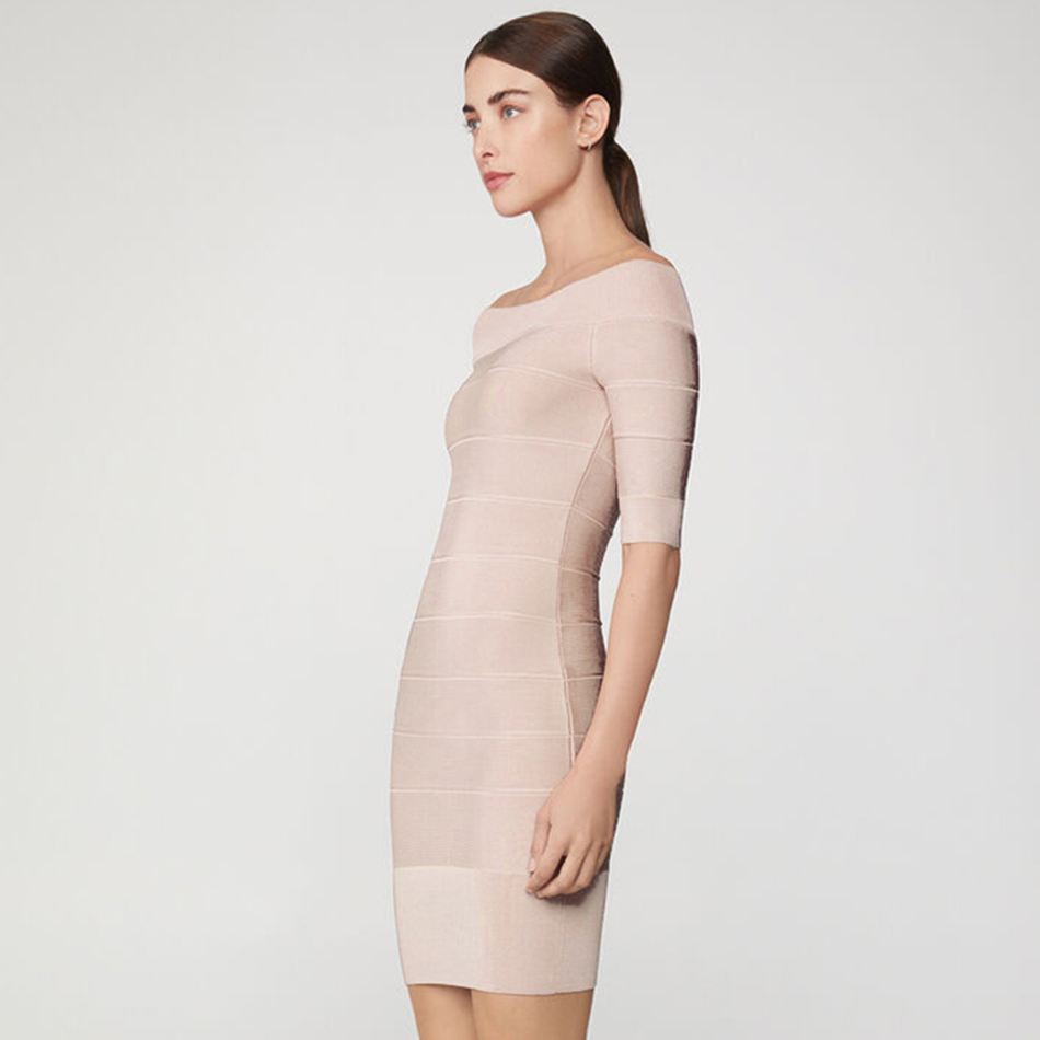 Summer Women Black Off Shoulder Rayon Bandage Club Dress Sexy Half Sleeve Celebrity Evening Runway Party Dresses 210423