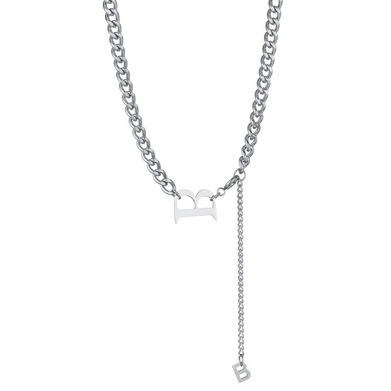 Pendant Necklaces Fashion Titanium Steel Letter B Necklace Hip Hop Clavicle Chain Silvery Simple For Unisex Couple Party Gift
Pendant Necklaces Fashion Titanium Steel Letter B Necklace Hip Hop Clavicle Chain Silvery Simple For Unisex Couple Party Gift