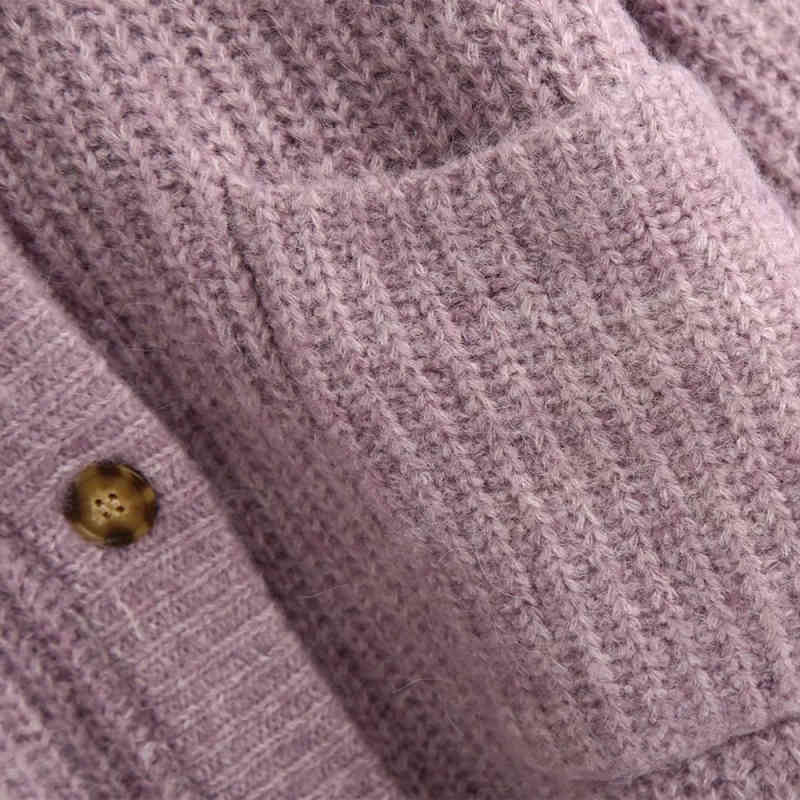 Casual Woman Oversized Purple Knitted Cardigan Fashion Single Breasted Sweaters Girls Loose Leopard Button Knit Coat 210515