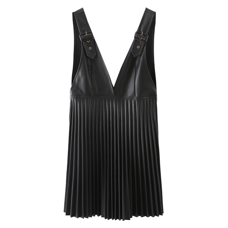 Summer PU V-Neck Off the shoulder Loose Black Solid Folds Pullover Casual Women Knee-length Dress 210524
Summer PU V-Neck Off the shoulder Loose Black Solid Folds Pullover Casual Women Knee-length Dress 210524