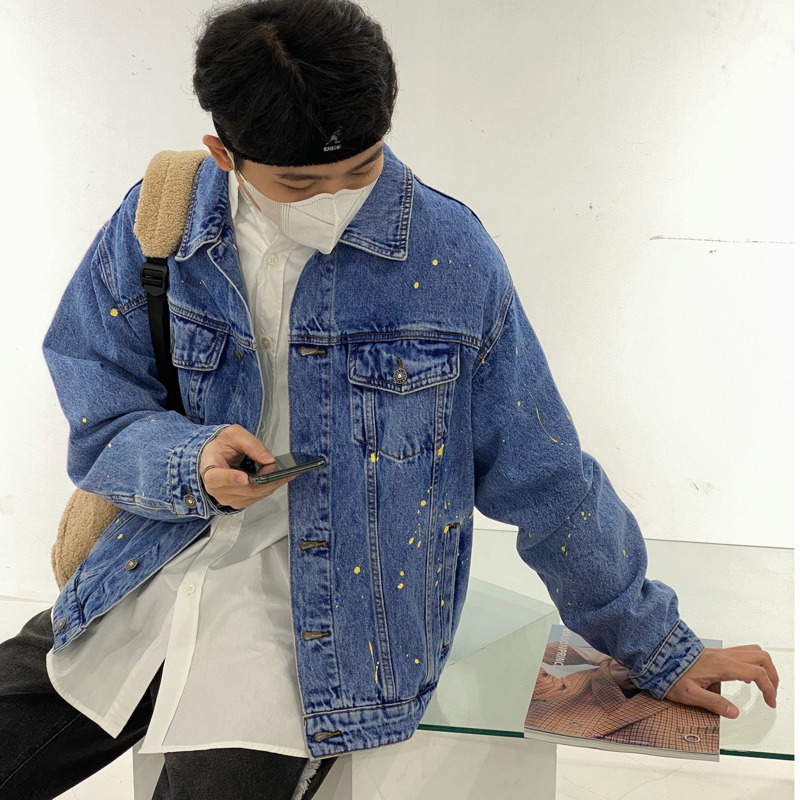 IEFB Men's Denim Jacket Korean Wash Jeans Short Coat Single Breasted Long Sleeve Streetwear Fashion Clothes 9Y6197 210524