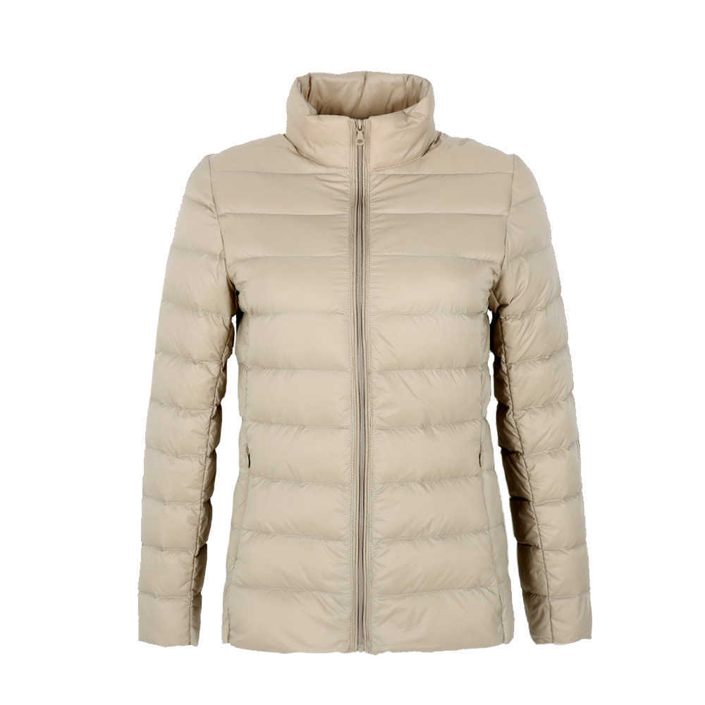 Matte Woman Ultra Light Duck Down Jacket Stand Collar Warm Outwear Soft Coats 210819