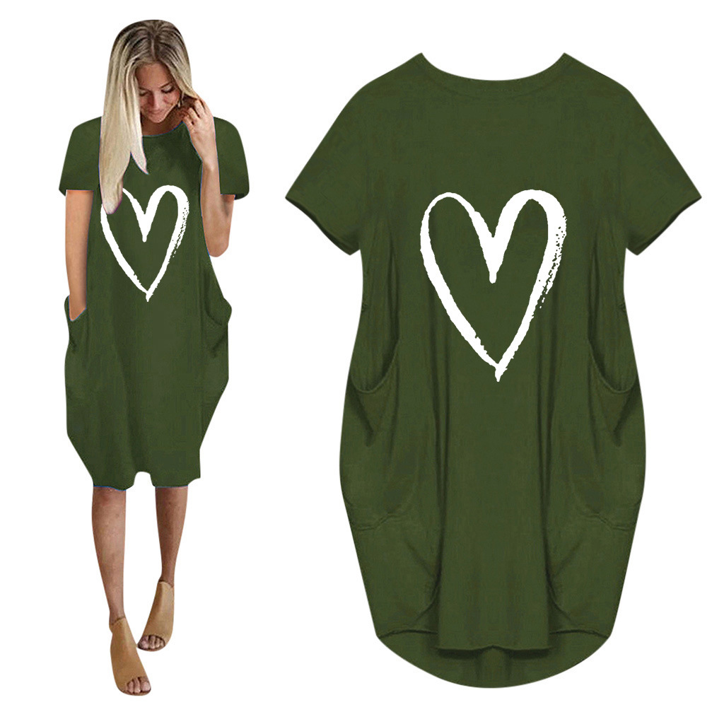 2021women casual loose dress with pockets fashion o neck short sleeve love print long female street plus size 5xl t-shirt dress, Black;gray
2021women casual loose dress with pockets fashion o neck short sleeve love print long female street plus size 5xl t-shirt dress, Black;gray