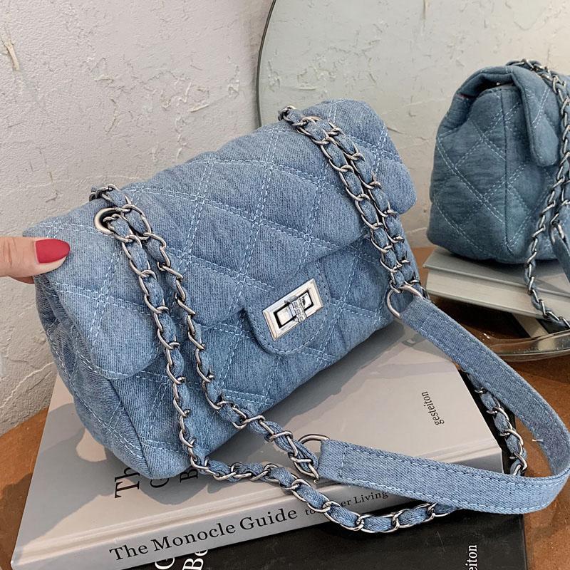 Evening Bags 2021 Fashion Chain Shoulder Women Denim Quilted Bag Female Luxury Handbags Women's Designer Crossbody Sac A Main Femme, Black
Evening Bags 2021 Fashion Chain Shoulder Women Denim Quilted Bag Female Luxury Handbags Women's Designer Crossbody Sac A Main Femme, Black