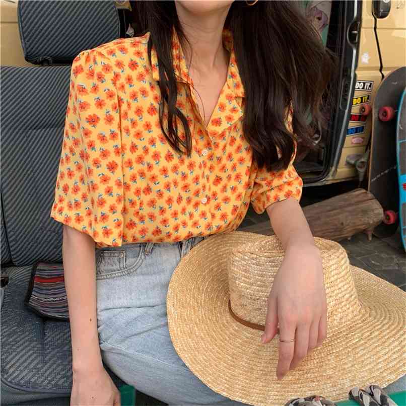 M-4XL retro short-sleeved shirt temperament was thin, printed loose all-match blouse summer Korean fashion women's clothing 210520, Yellow
M-4XL retro short-sleeved shirt temperament was thin, printed loose all-match blouse summer Korean fashion women's clothing 210520, Yellow