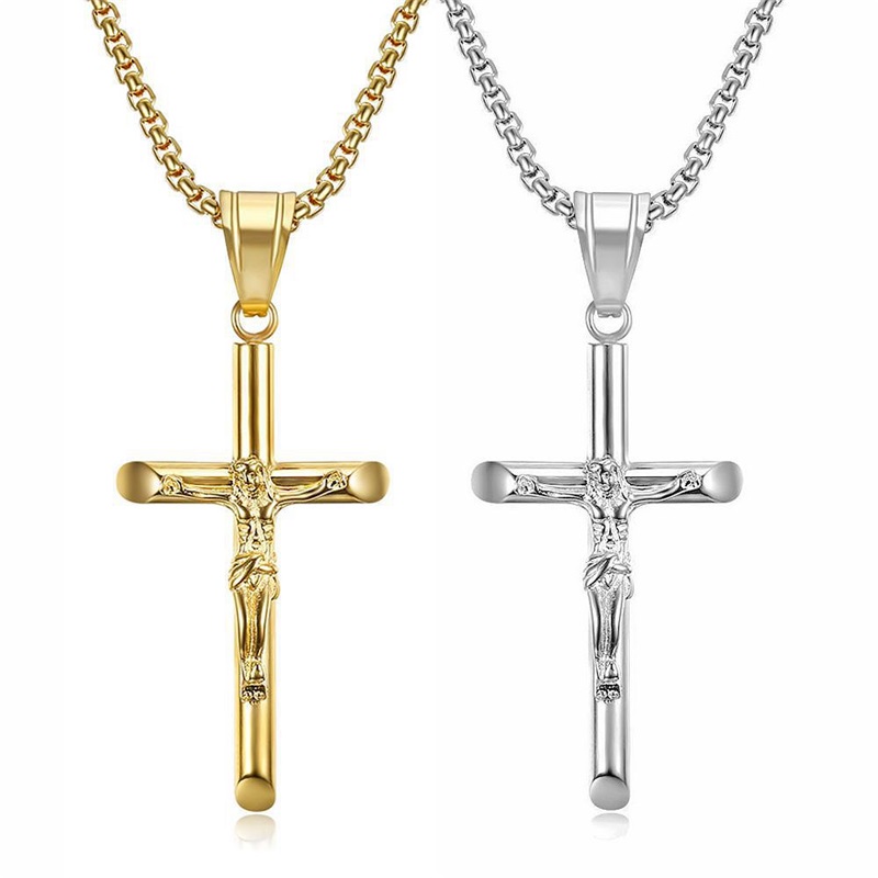 Mens Gold Silver Cross Necklace Hip Hop Jewelry Charm Fashion 18k Gold Jesus Pendant Necklaces Stainless Steel Chain Trendy For Men 601 Q2
Mens Gold Silver Cross Necklace Hip Hop Jewelry Charm Fashion 18k Gold Jesus Pendant Necklaces Stainless Steel Chain Trendy For Men 601 Q2