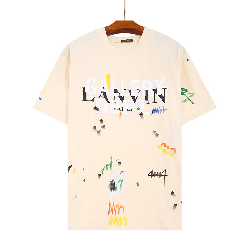 Mens and women t shirt lanvin gal joint 100% cotton hand-painted ink splash graffiti letters loose short-sleeved round neck T shirt, Beige
Mens and women t shirt lanvin gal joint 100% cotton hand-painted ink splash graffiti letters loose short-sleeved round neck T shirt, Beige